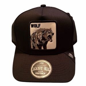 Wolf Trucker Hat Black Mesh Snapback Animal Graphic Unisex New